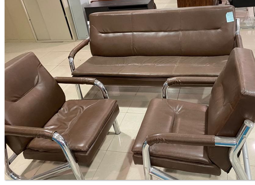 طقم كنب 2+1 جلد صيني لون كوفي