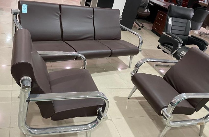 طقم كنب 2+1 جلد صيني لون بني